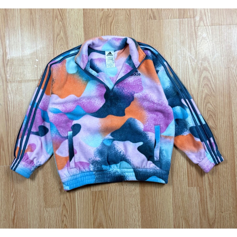 Adidas Womens Loose Fit Quarter Zip Fleece Pullover Multicolor HCM073